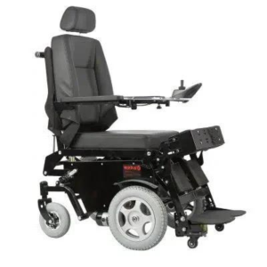 Electrically Adjustable Standing Wheelchair With Back and Footrest