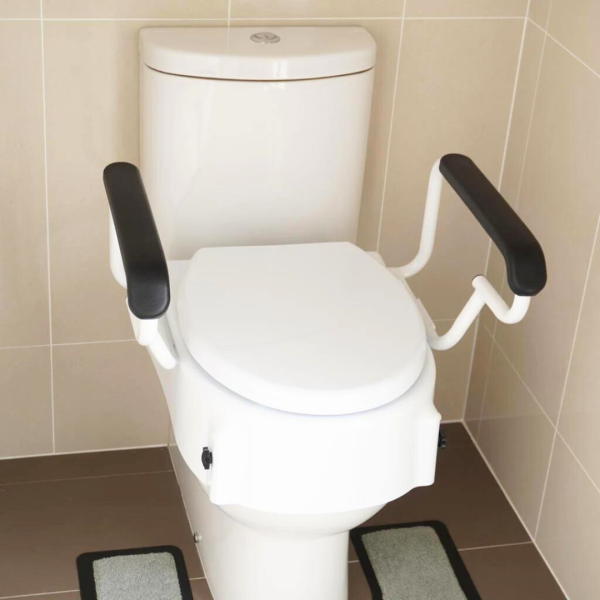 Adjustable Toilet Seat Raiser With Flip Up Arm Rests