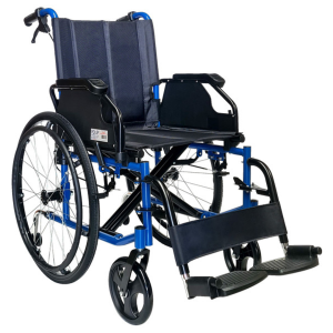 Blue Deluxe Steel Wheelchair | 140Kg Weight Capacity